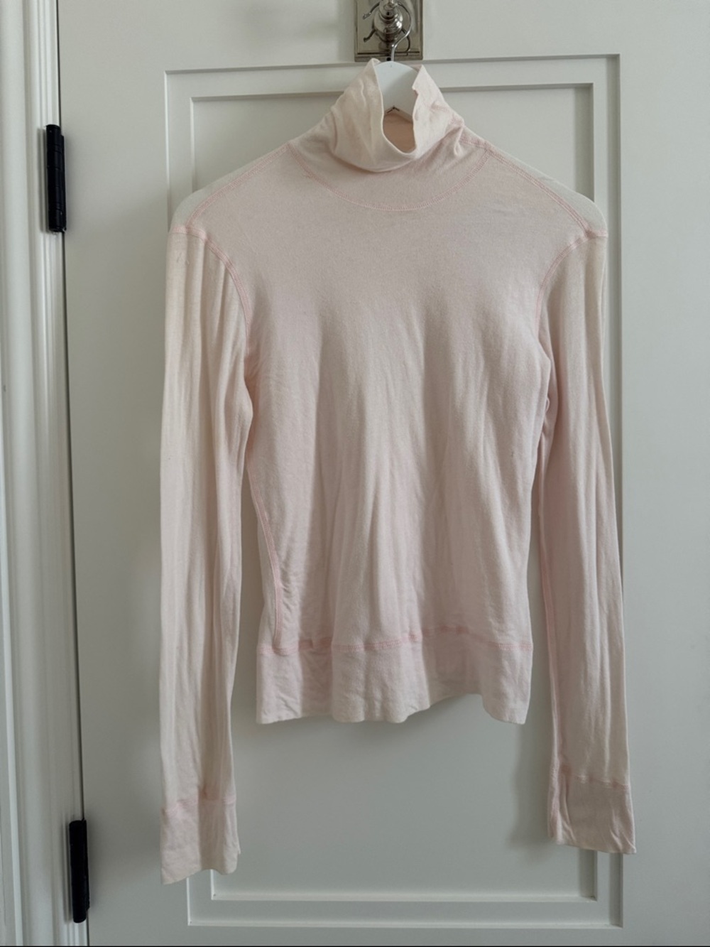 Lucky Brand Pale Pink Cotton turtle neck top. Lightweight, ballet pink. Size M.